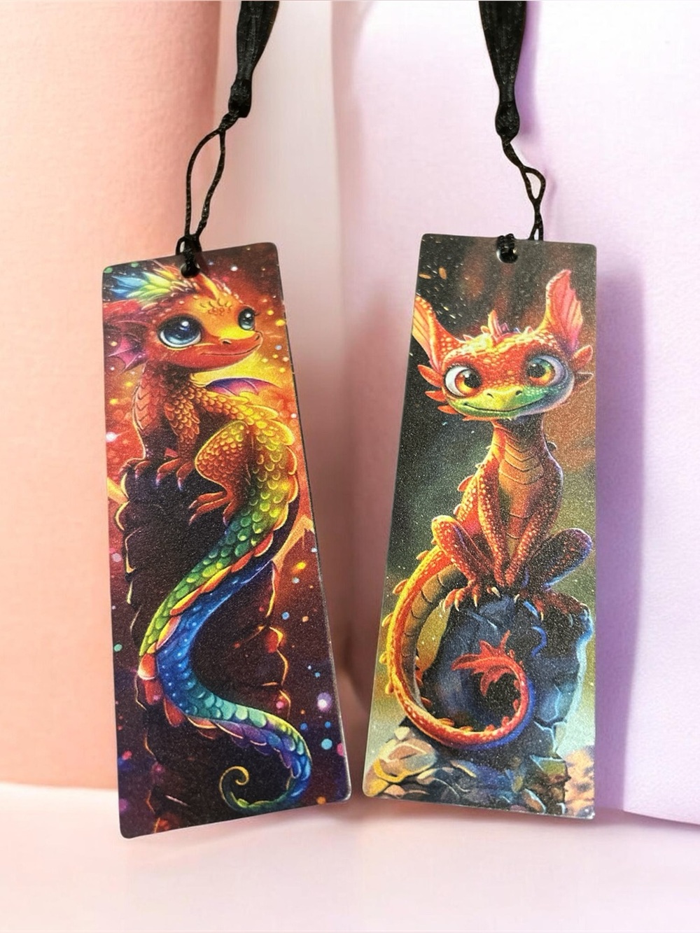 Colorful Fantasy Acrylic Dragon Bookmark Pair-Long lasting- Great quality - Picture 1 of 2